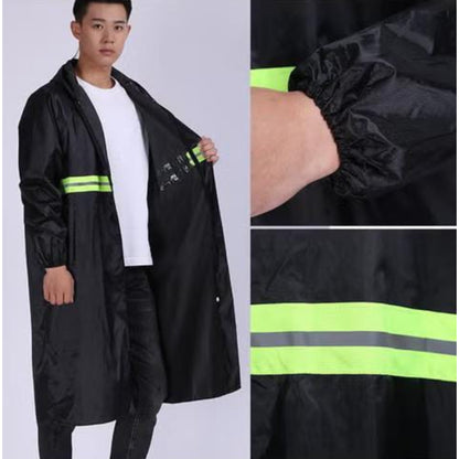 Long Black Adult Waterproof Hooded Raincoat