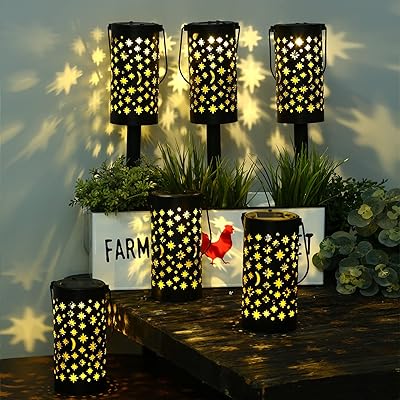 6 Pc Moon and Star Shape Solar Garden  Lights
