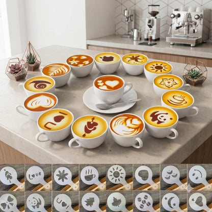 16Pcs Cappuccino Coffee Barista Templates