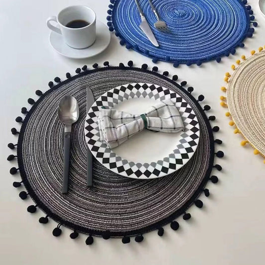 6Pc Round Woven Placemats 