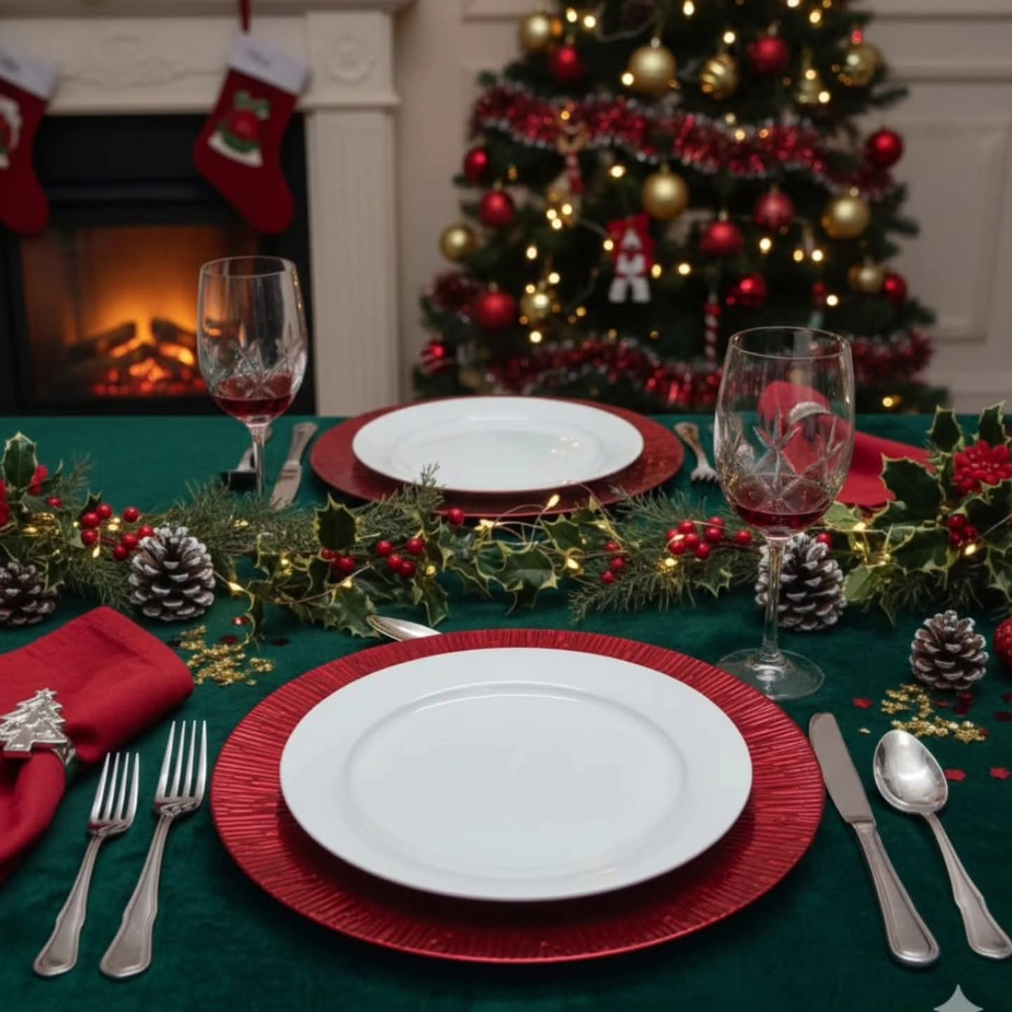6pc Christmas red charger plates