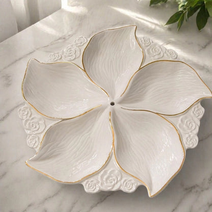 Shapely Leaf Ceramic Serving Tray