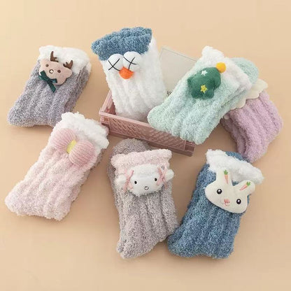 Winter coral fleece socks