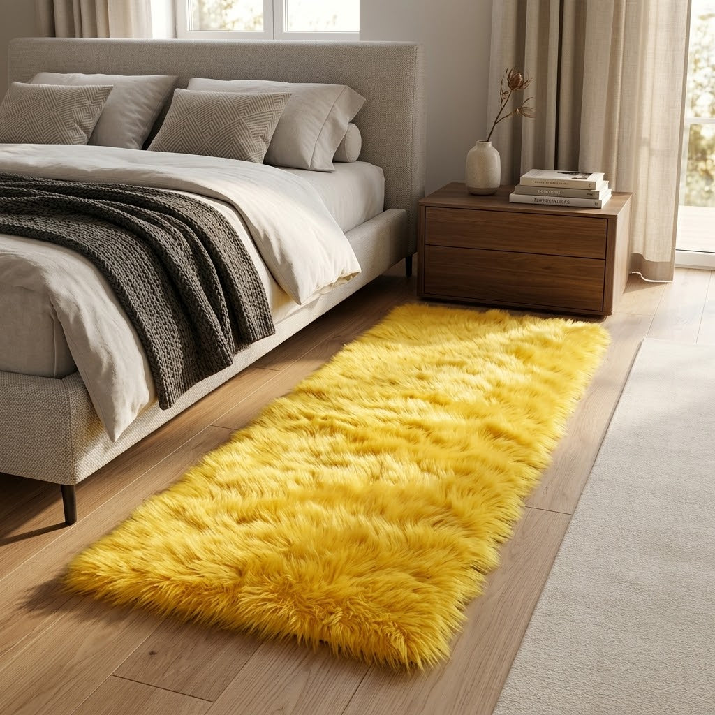 Faux Fur Bedside Runner Mat 50 x 180 cm