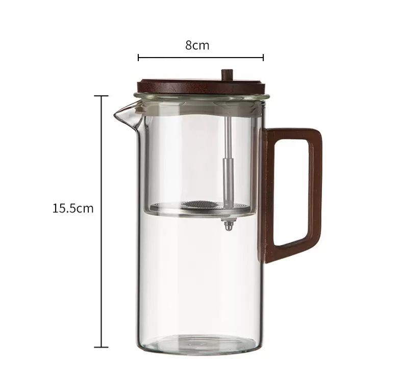 Borosilicate one press glass infuser tea pot kettle gha
