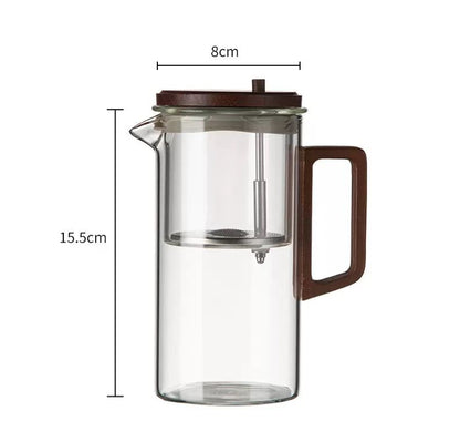 Borosilicate one press glass infuser tea pot kettle gha