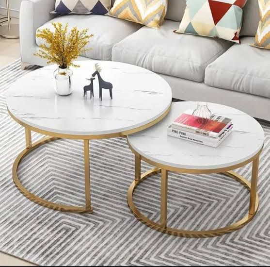 2 in 1 Glass Marble Nesting Coffee Table