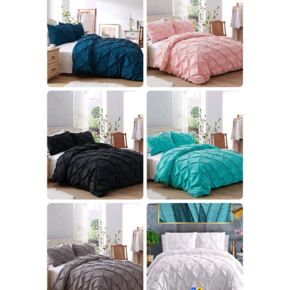 6*6 6*7 Pinch Pintuck Duvet Cover Set with 2 Cases