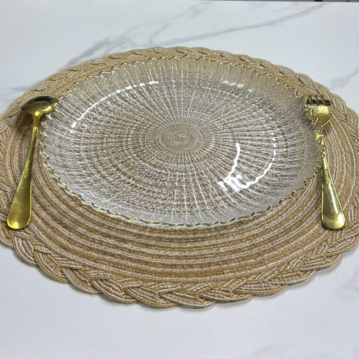 6Pcs Sunburst Glass Dinner Plate Set