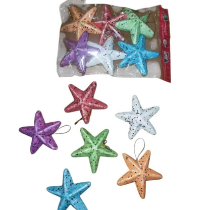6Pc Christmas Frost Stars Decor