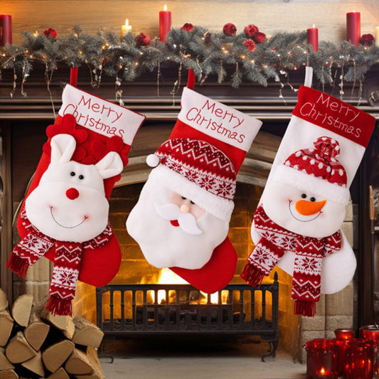 Large Santa Snowman stockings decor