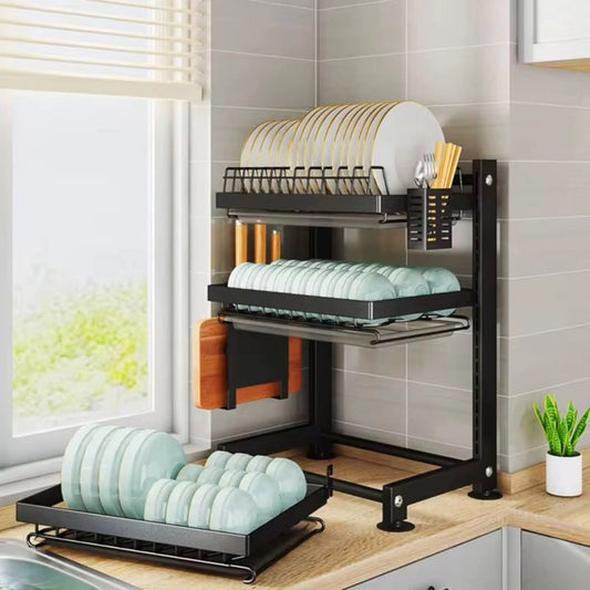 3 Tier adjustable height dish rack