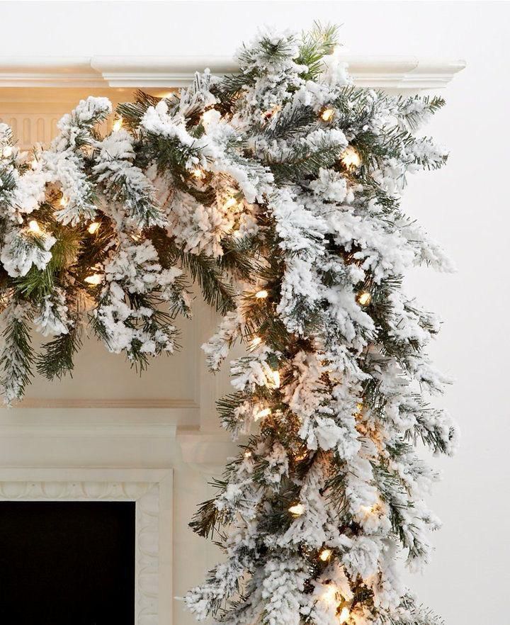2.7M Christmas Snow Flocked Garland with Lights