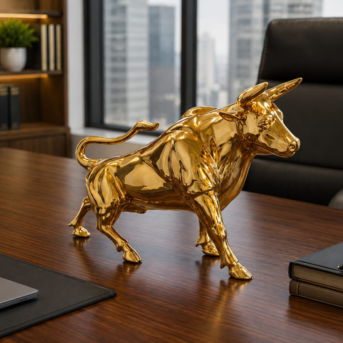 Resin Golden Bull Office Decor Gift Sculpture