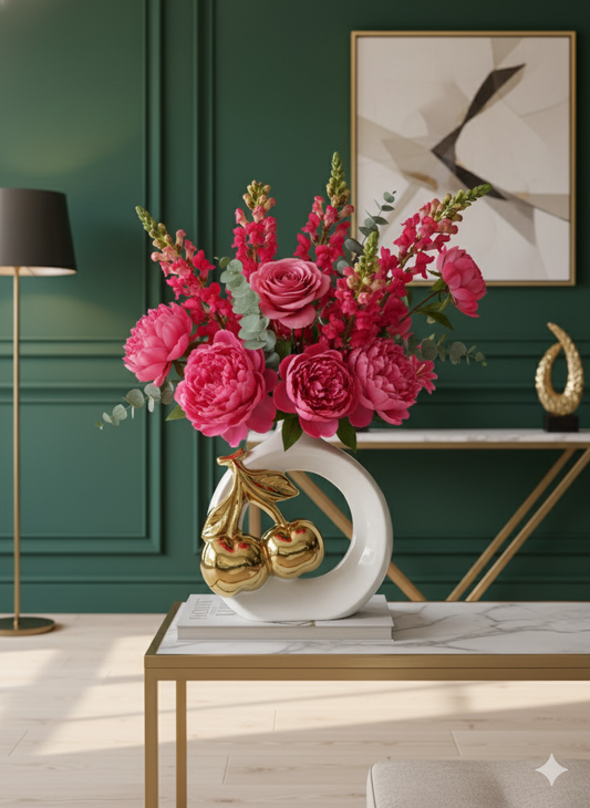 Ceramic vase with Golden Cherry