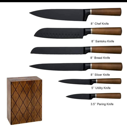 7 Pc kitchen knife set with wooden holder