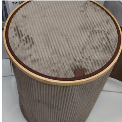 Round soft wooden laundry basket