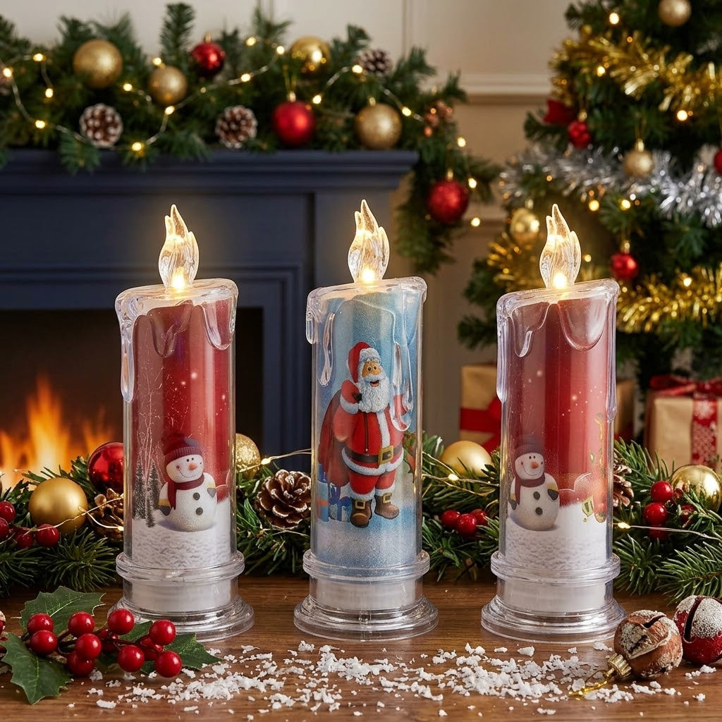 3Pc Christmas Led Candle Lanterns