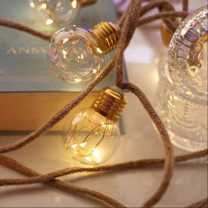 Vintage Hemp Rope Christmas Lights 10m USB  Solar Indoor And Outdoor Gha