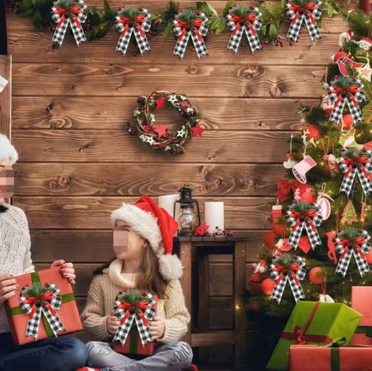 2 Christmas Bows With Pine Cones