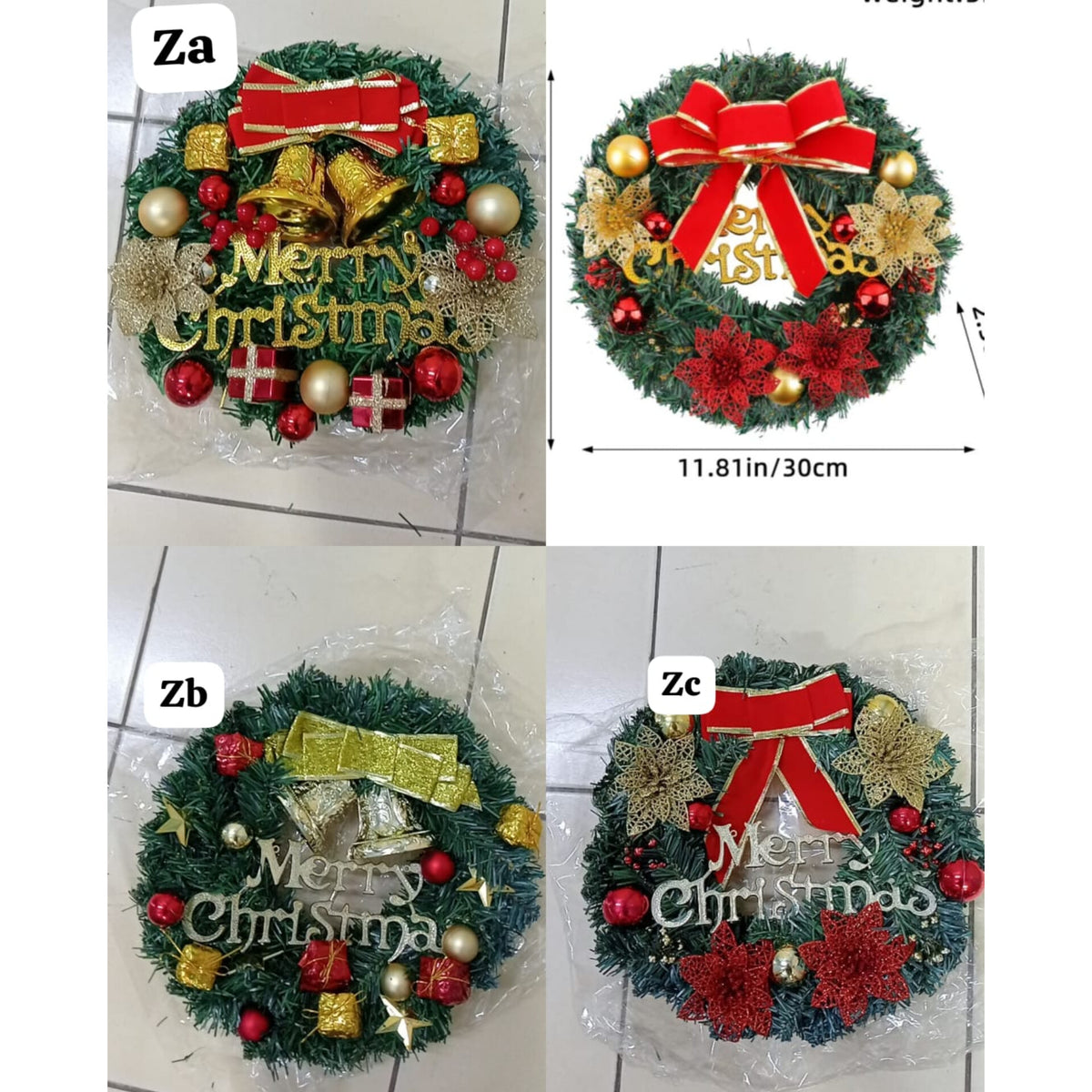 30 cm Decorated Artificial Christmas Wreath