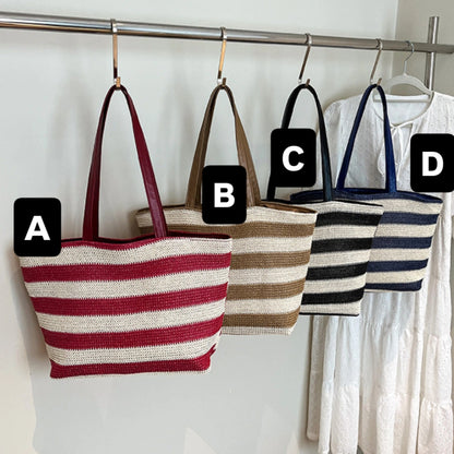 Women Handmade Bohemian Striped Tote Handbag
