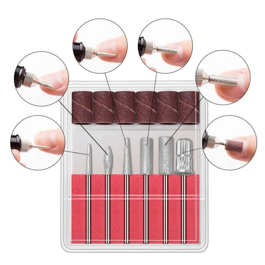 Nail drill machine with 5 drill bits set