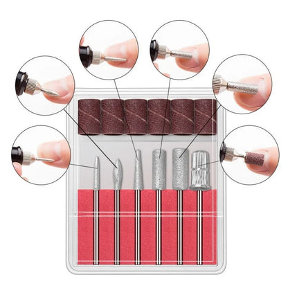 Nail drill machine with 5 drill bits set