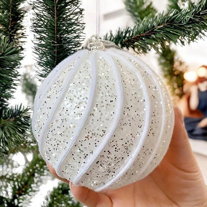 6Piece White Winter Luxe Christmas Balls Ornament 10cm