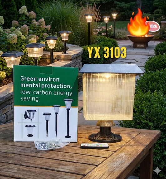 Solar powered garden light.
