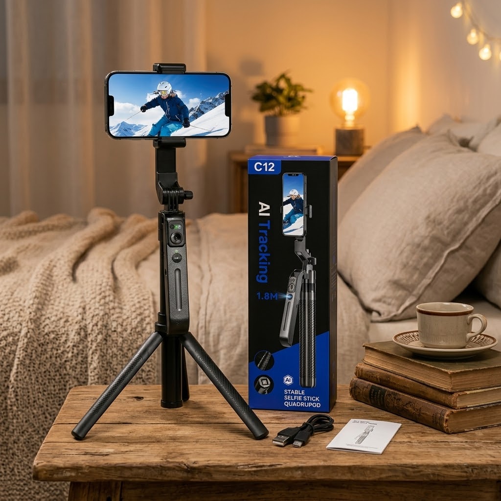 C12 AI Tracking Selfie Stick and Tripod Stand