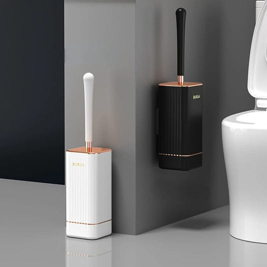 Wall mounted toilet brush and holder set