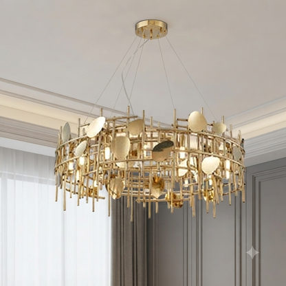 Metallic Golden Circular Chandelier