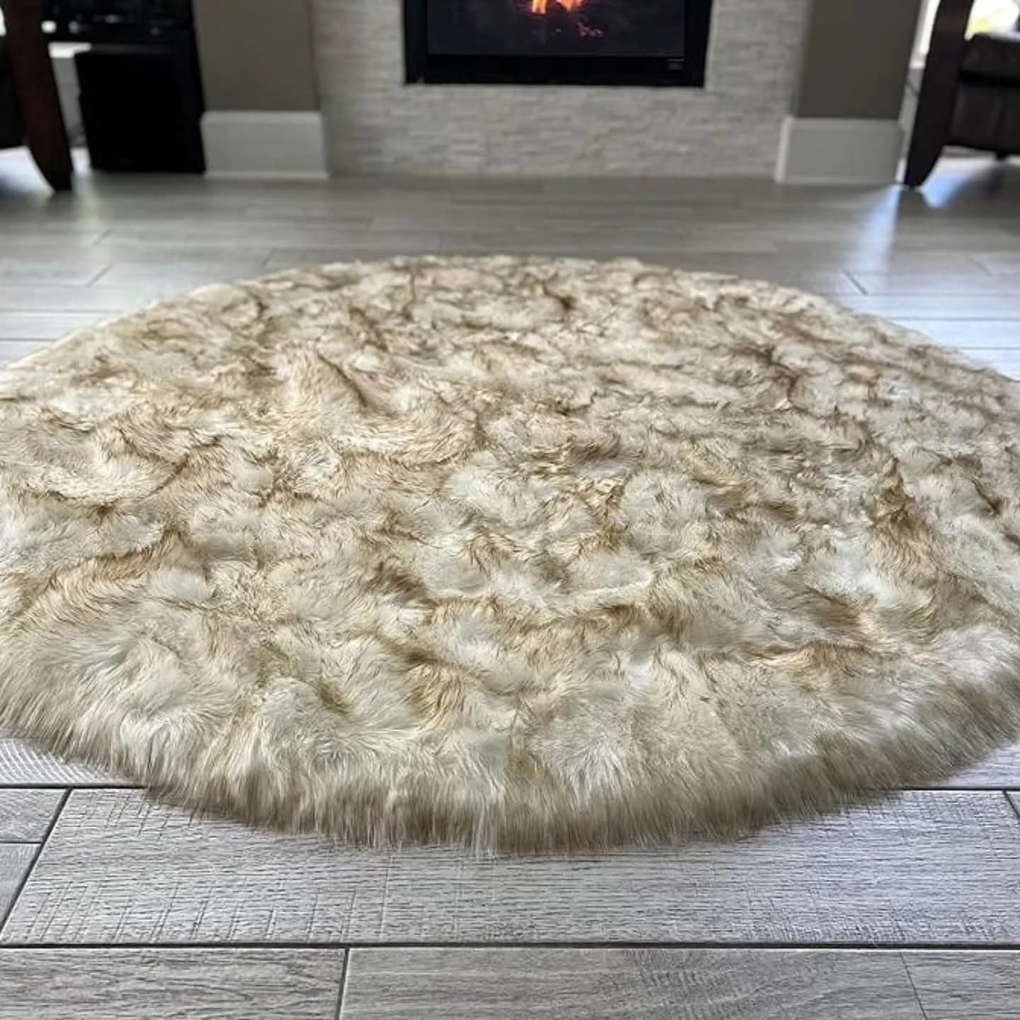Round Fluffy Shaggy Bedside Area Carpet