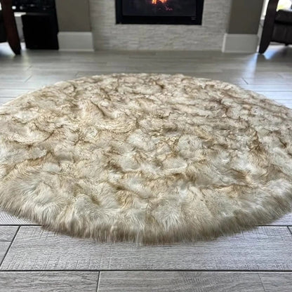 Round Fluffy Shaggy Bedside Area Carpet