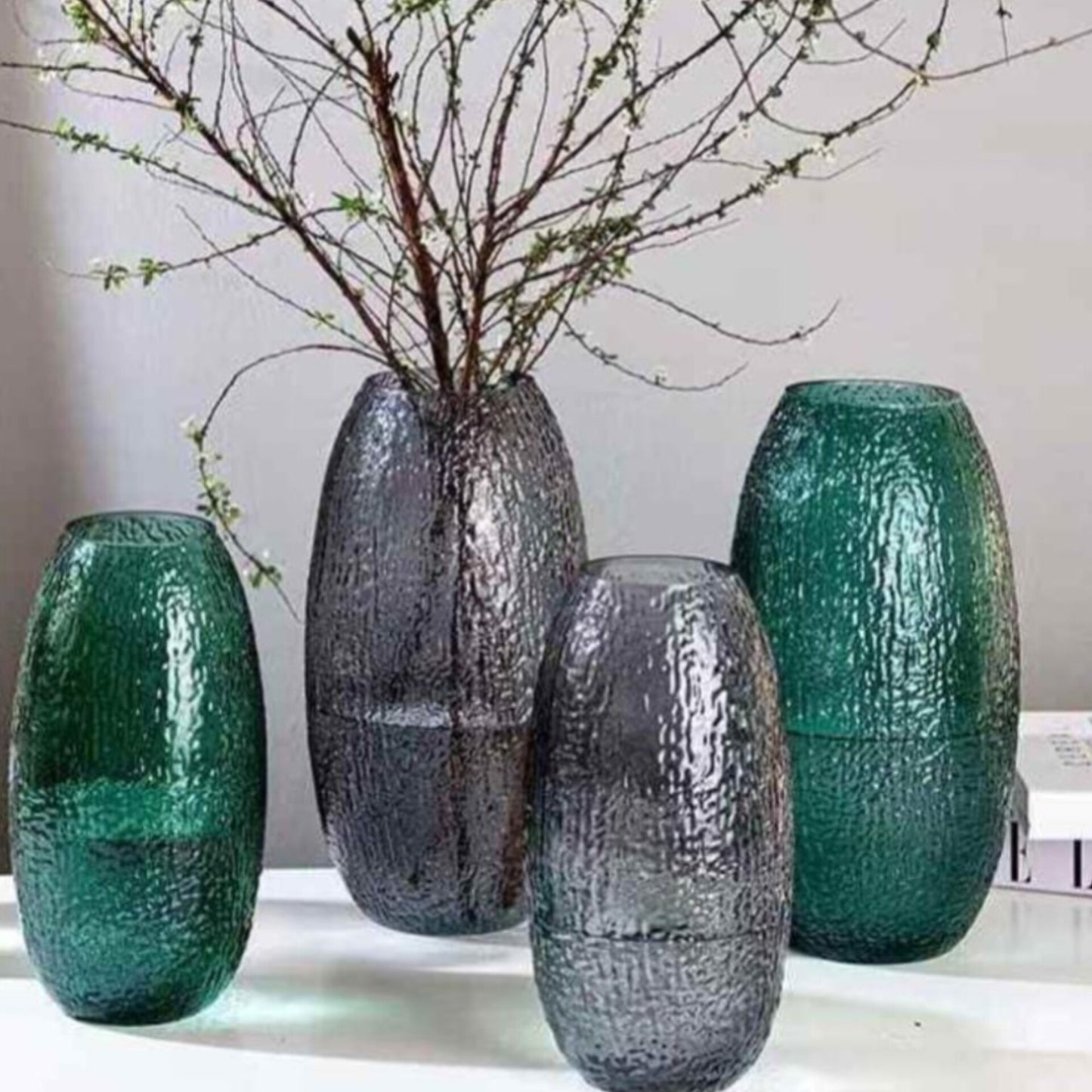 Oval glass flower vase