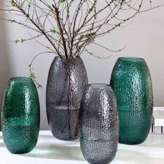 Oval glass flower vase