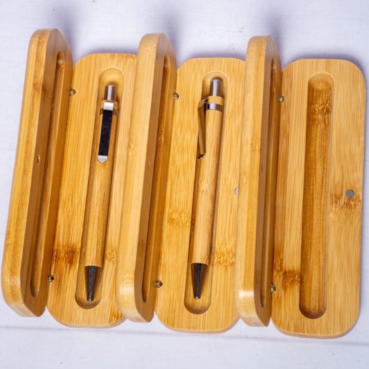 Professional Two-Pen Set with Carrying Case
Office and Corporate Wood Pen Set
Portable Bamboo Case with Dual Pens
Desk Organizer Bamboo Pen Kit
