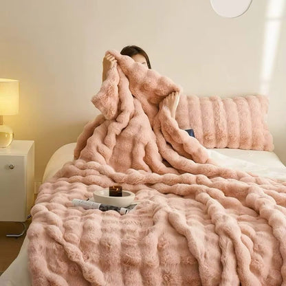 Soft bubble fleece blanket