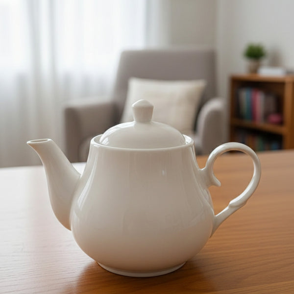 1L White Ceramic Tea Pot