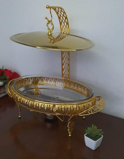 3litres golden oval chaffing dish glass