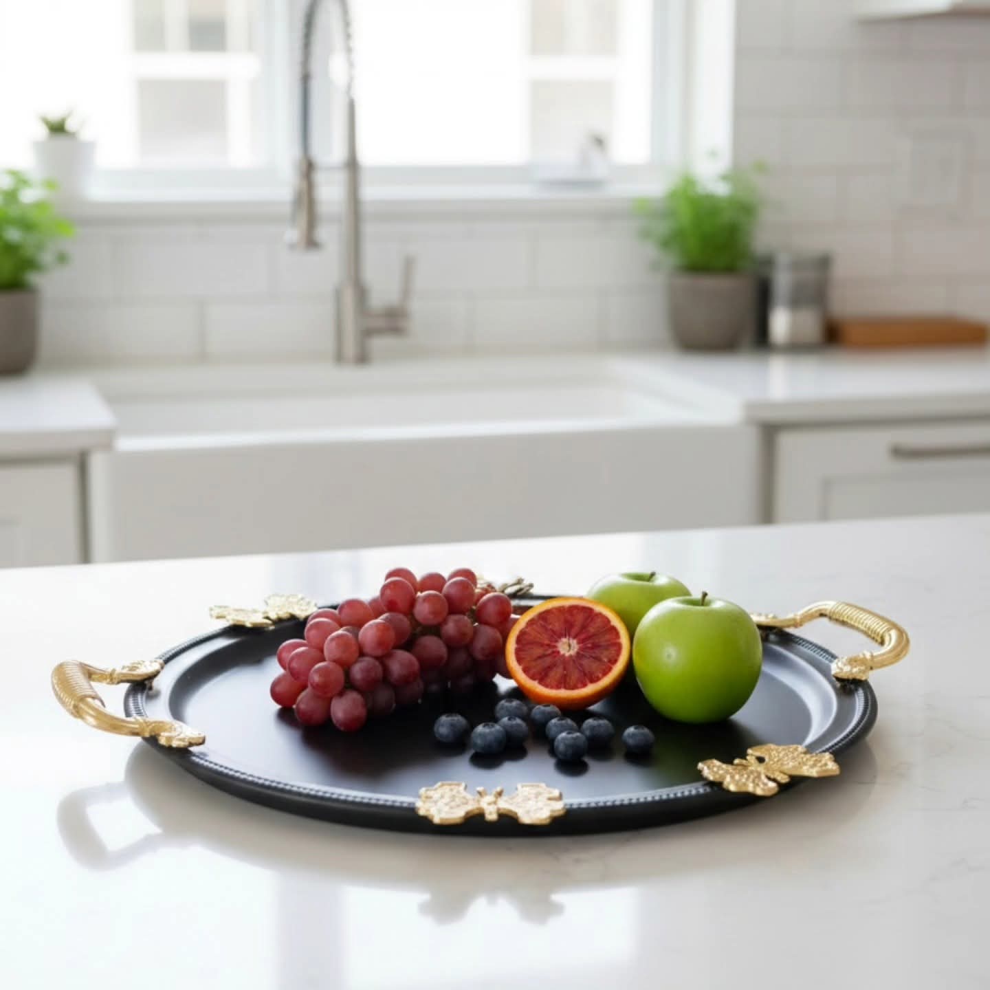 3Pc  black stainless steel serving trays Gha