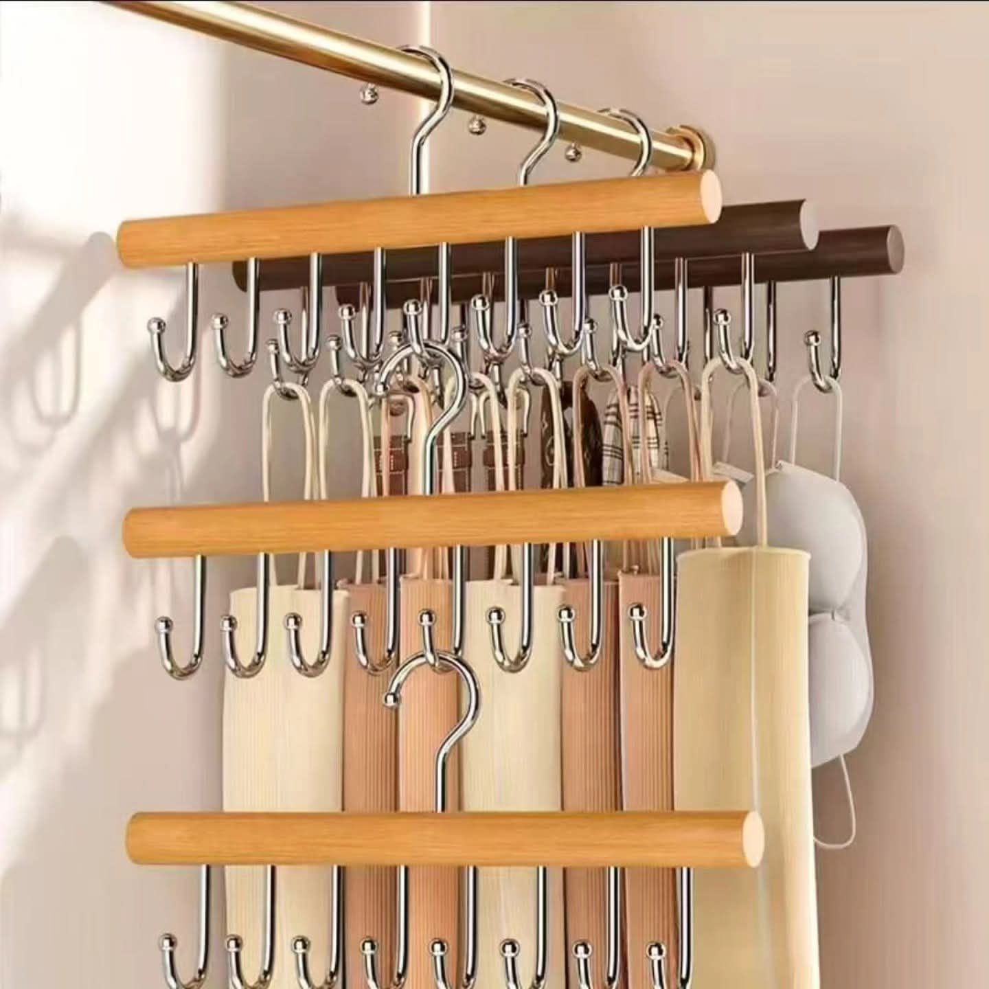 8 hook wooden plank multipurpose hanger