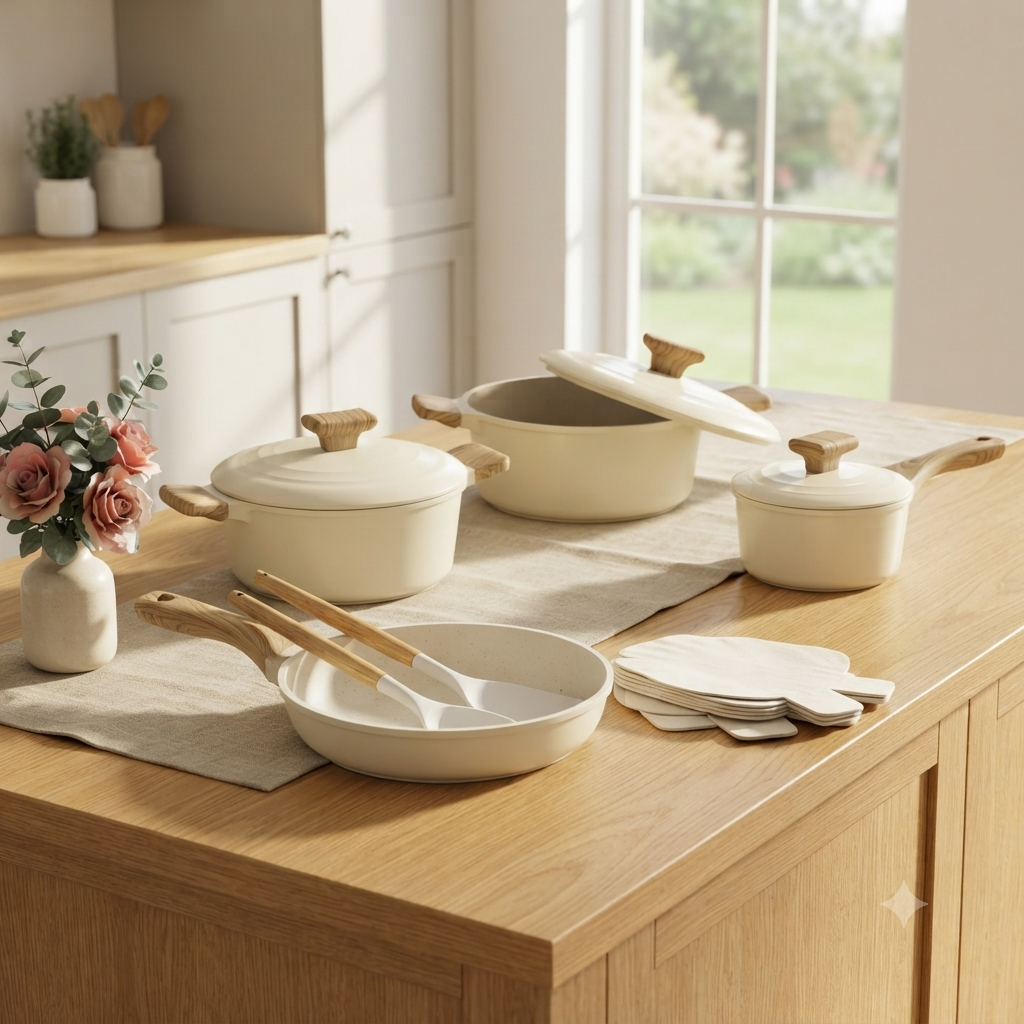 15Pcs Kitchen Cookware and Dining Set