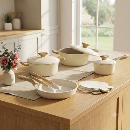 15Pcs Kitchen Cookware and Dining Set