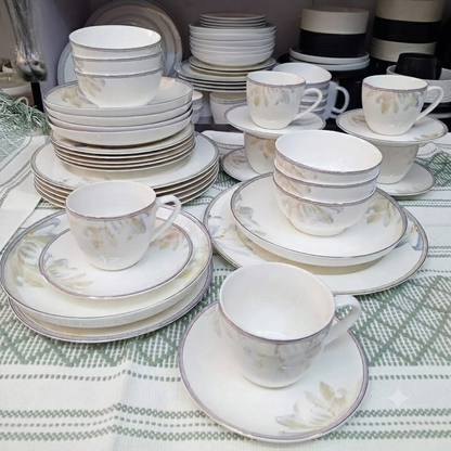 36 Pcs White Floral Ceramic Dinner Set