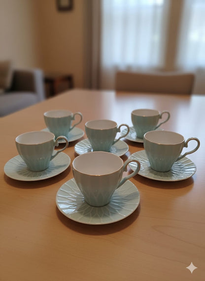 Coloured 1 cup and 1 saucer set