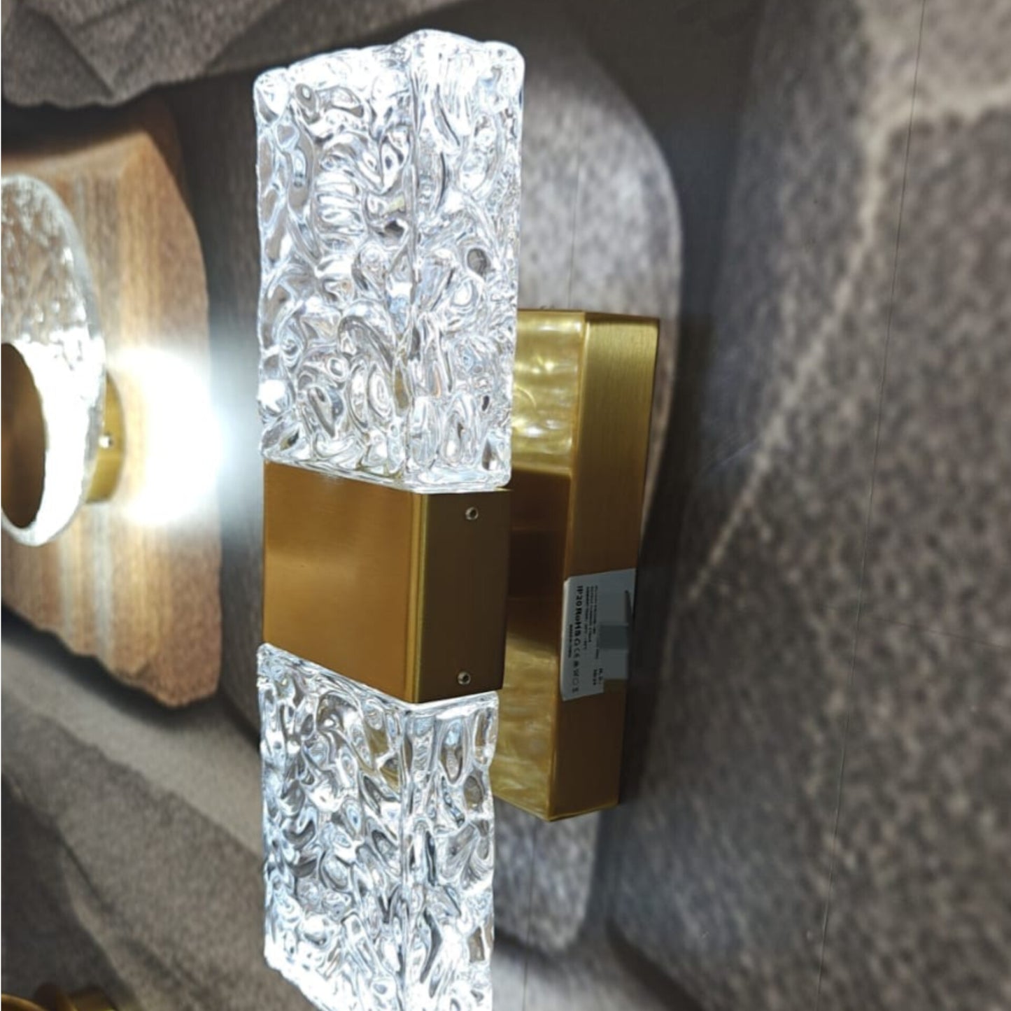 Textured Glass Wall Sconce Light with Gold Finish
 WH 2024 07 22 TC