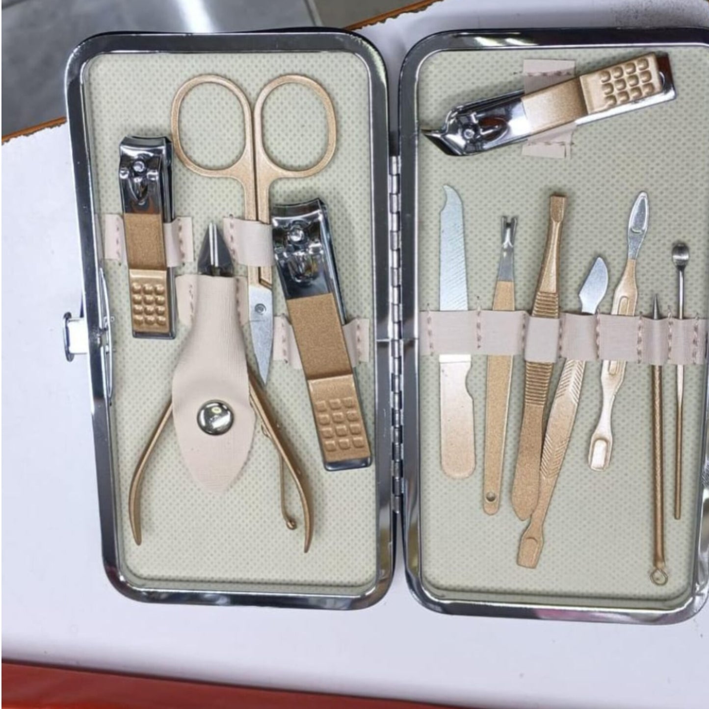 12 in 1 Manicure Tools Kit Set with Peach Pouch