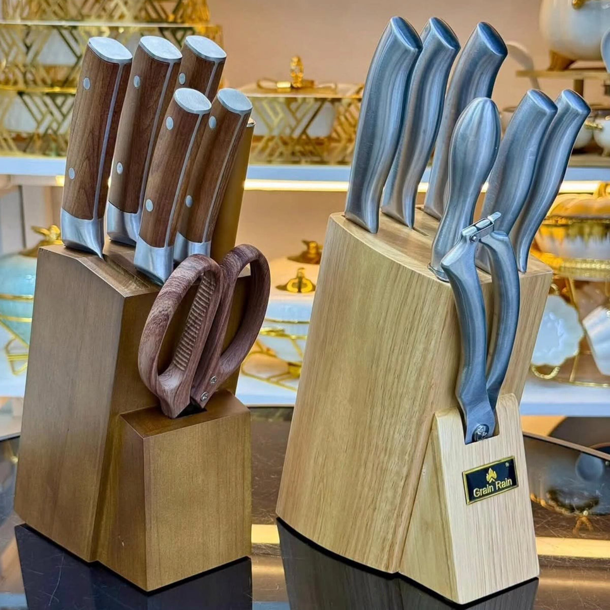 8Pcs Stainless Steel Knife Set with Wooden Block